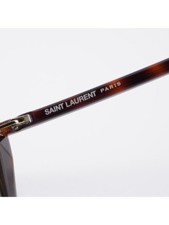 Saint Laurent SL 775/F 003 Sunglasses Havana Cat Eye Frame, Green Lenses
